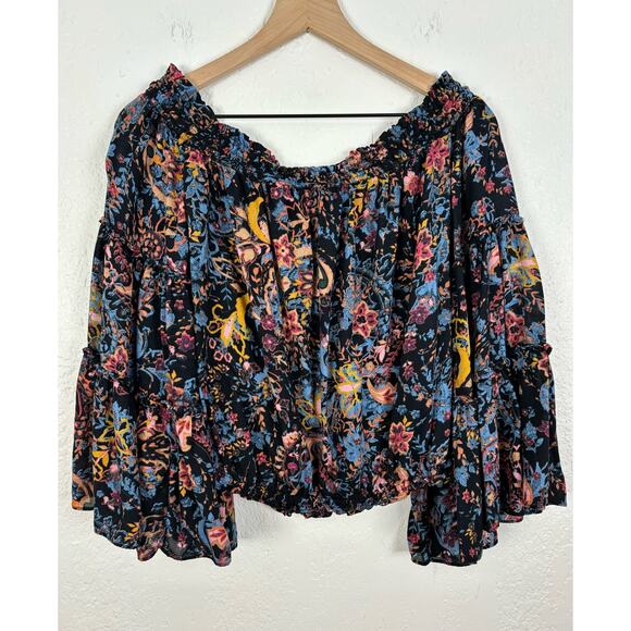 Free People Floral Printed Spirit Off Shoulder Top Size Small - Picture 4 of 5